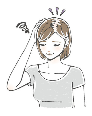 薄げで悩む女性